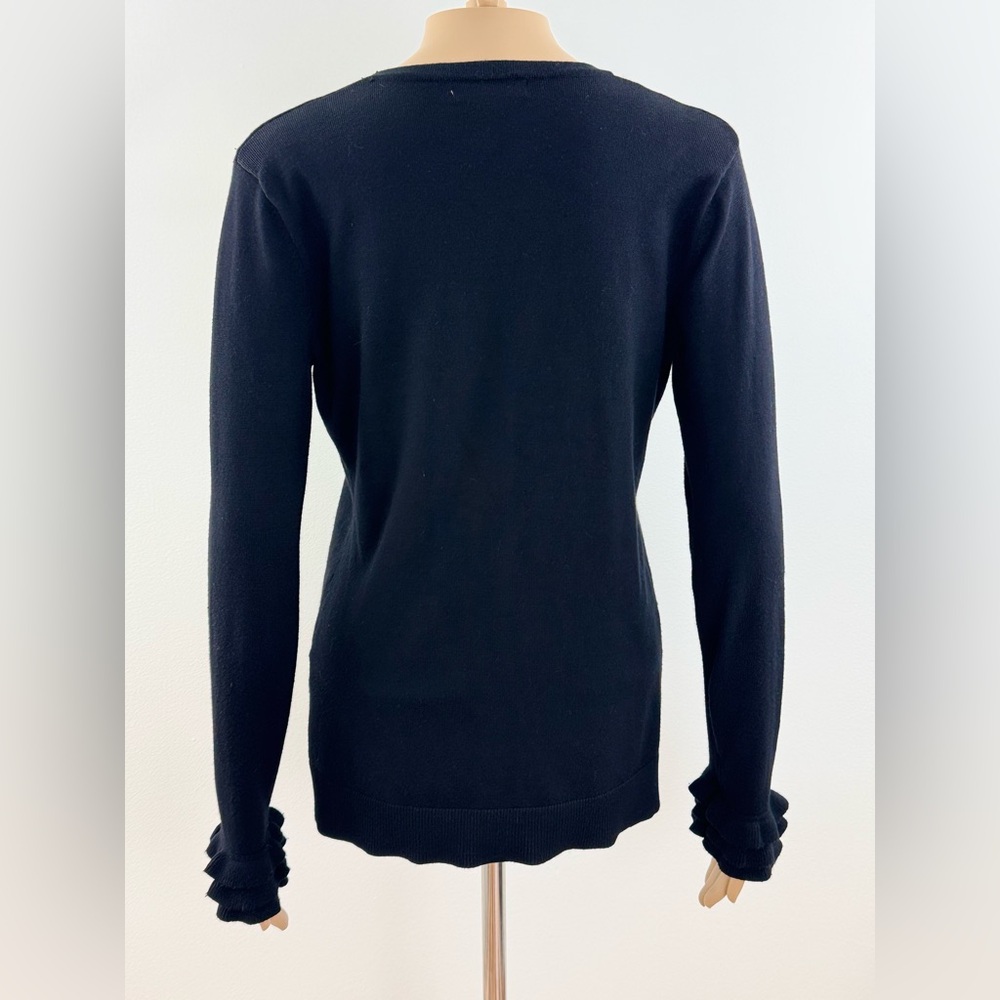 Calvin Klein Women's Size Small, Elegant Ruffle Cuff Cardigan Button Sweater - Picture 3 of 13